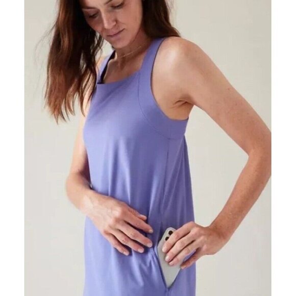 ATHLETA Arrival Dress Size 1X Dark Adonis Blue Lightweight Maxi Long Lagenlook - Picture 2 of 15